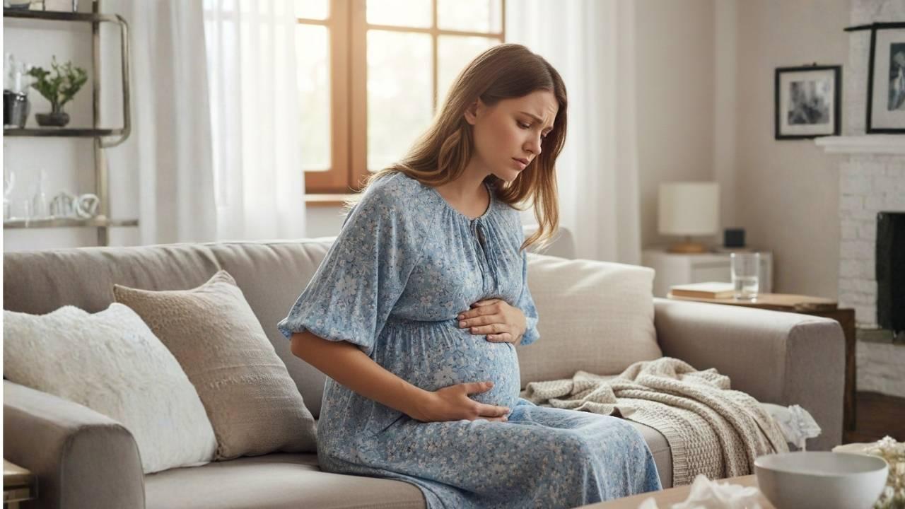 একজন গর্ভবতী নারী তলপেটে ব্যাথা অনুভব করছেন। ছবি - SutterStock